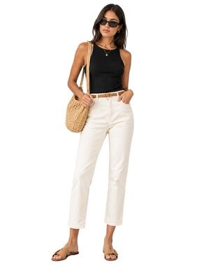 Current/Elliott Vintage Crop Slim Jeans Off White Size 28 NWT
